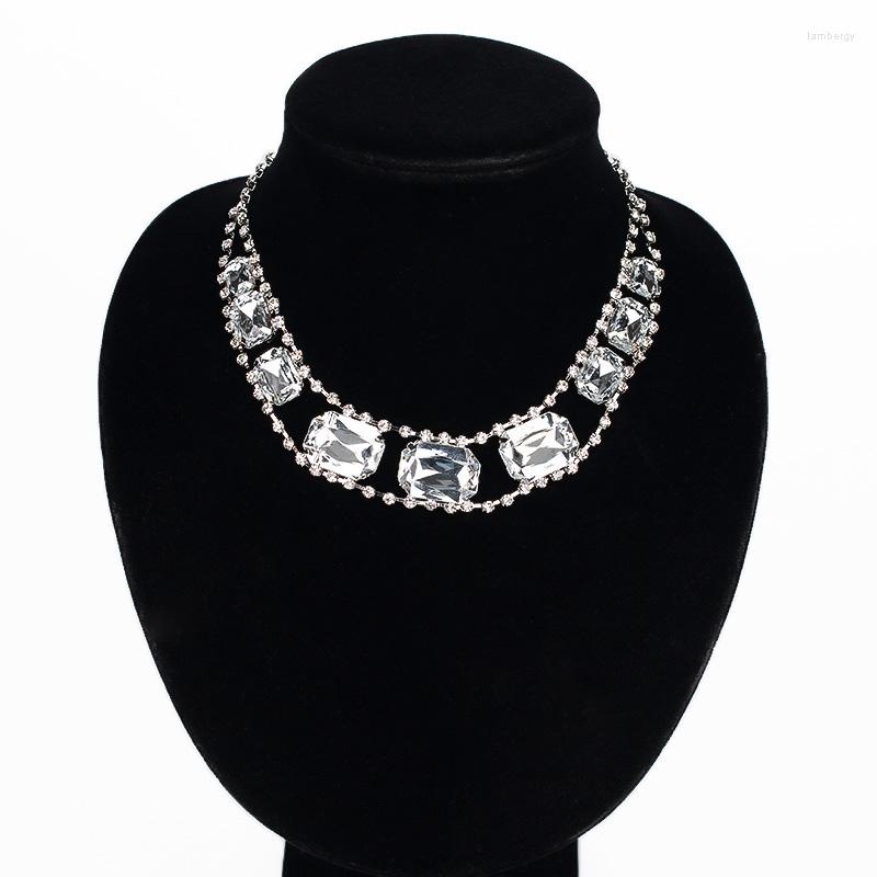

Choker Cuicanduomu Princess Square Drill Galaxy Elegant Nobility Luxurious Gem Rhinestone Dinner Party Necklace Wedding #N046