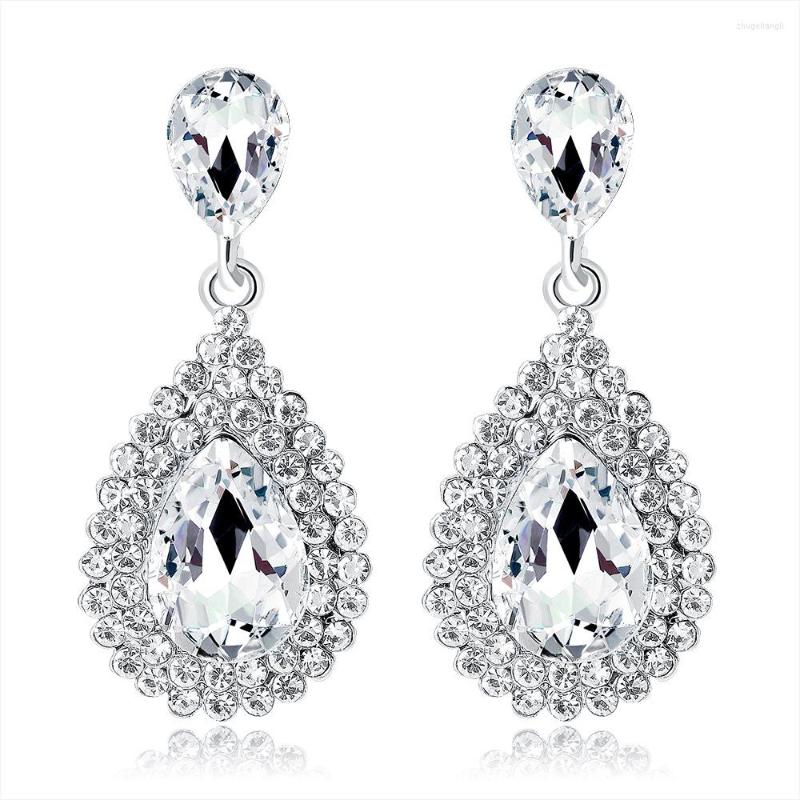 

Dangle Earrings Teardrop Earring Wedding Jewelry Drop For Brides Bridesmaids Rhinestone Crystal Woman Party Gift