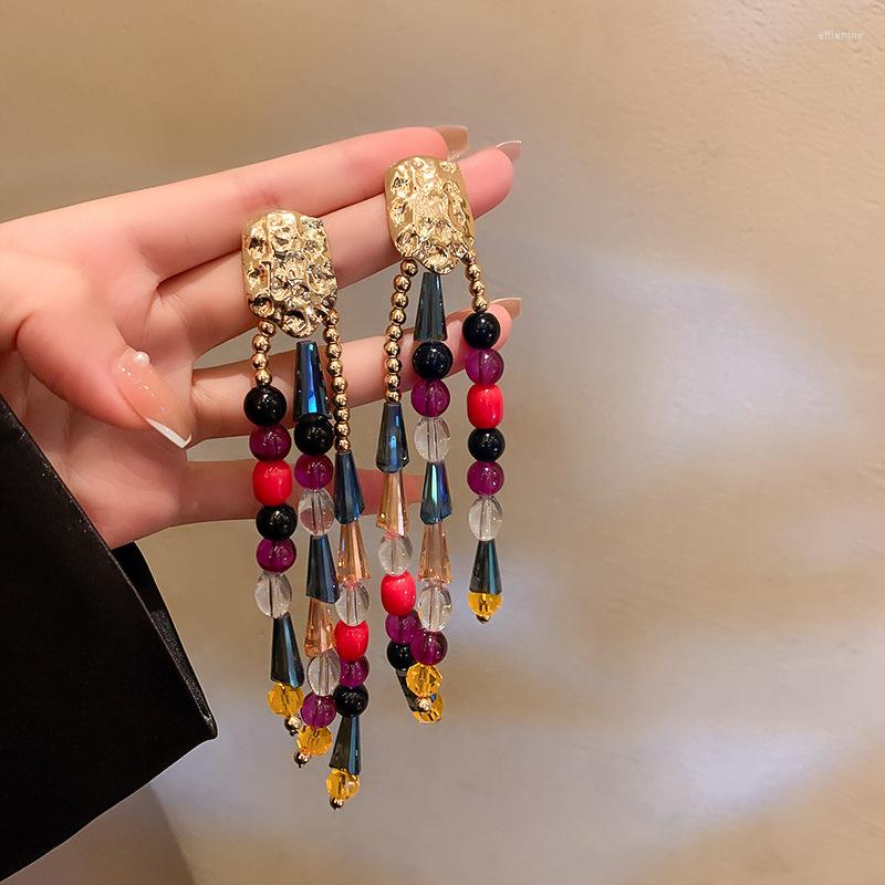 

Dangle Earrings Color Long Tassel Crystal Drop For Women Boho Ethnic Jewelry Gifts