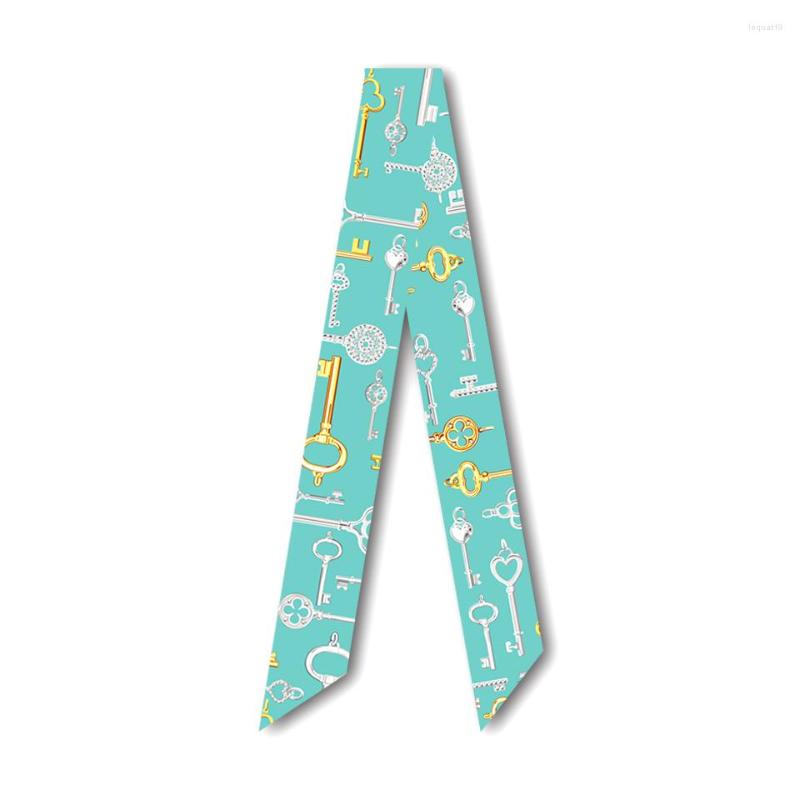 

Scarves Key Print Brand Women Scarf Summer Silk Hair Bands Handle Bag Ribbons Foulard Fashion Neckerchief Head Small Warps