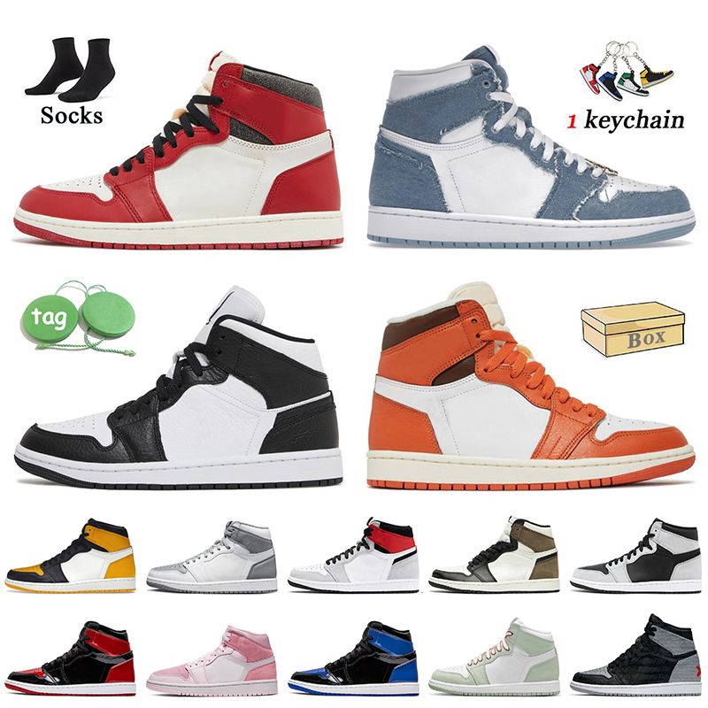 

High OG Lost and Found Basketball Shoes Jumpman 1 Denim Starfish 1s Mid Homage Stealth Taxi Patent Bred Dark Mocha Offs White Trainers Retros Women Mens Sneakers, E19 mid light smoke grey 36-46