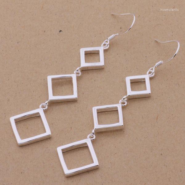 

Dangle Earrings AE536 Sterling Fashion Jewelry Three Squares /coxalgea Ayzajqga Silver Color