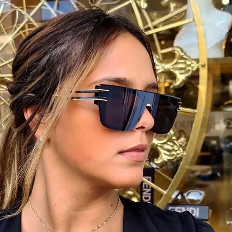

Sunglasses Acetate Black Frame Shield Men And Women Large Mirror Rimless Fashion Holographic Mirrored Unisex