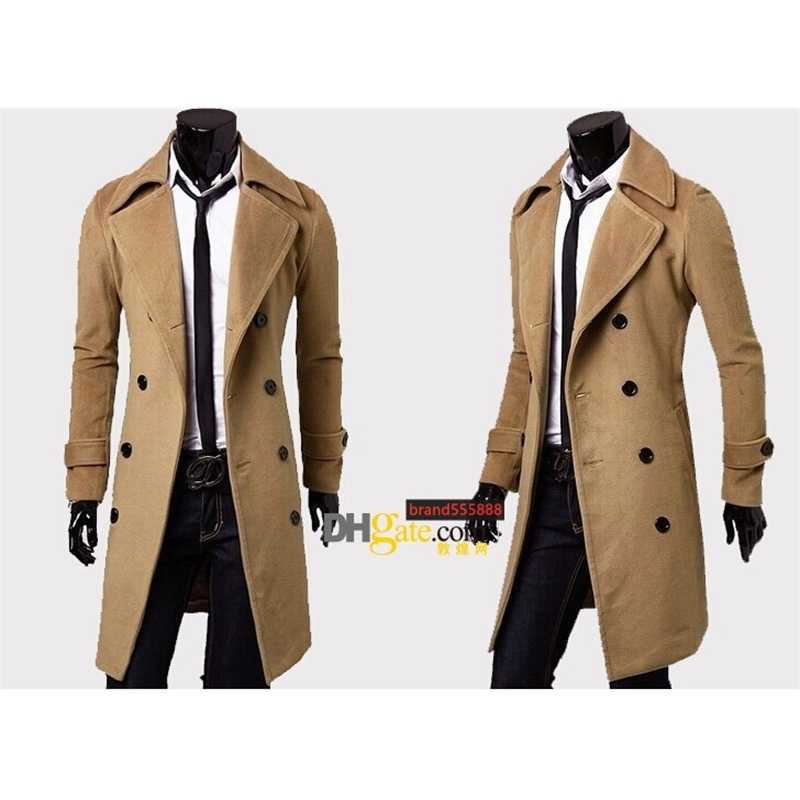 

LuxuryMens Designer Clothing Trench Coats Winter Fashion Single Breasted Cashmere Jacket Men Overcoat, Black
