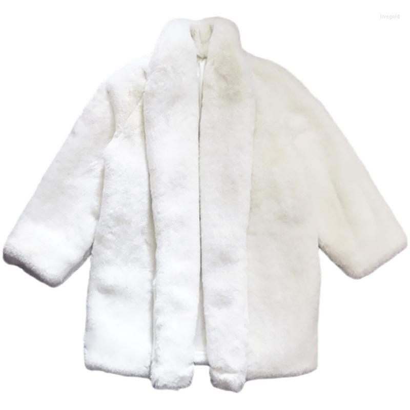

Women' Fur Winter Solid Thickened Imitation Coat Long Sweater, White