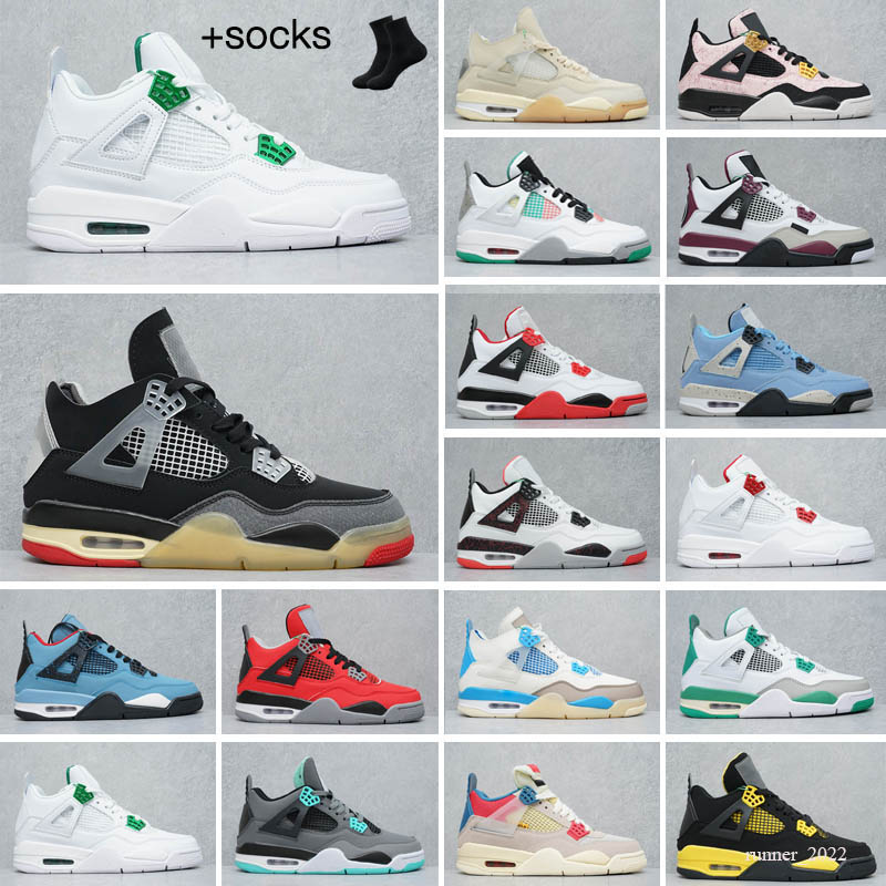 

University Blue 1 Jumpman 1s Basketball Shoes Boots Hype Royal Twist UNC Mens Black Cat Bred 4 4s Fire Red White Cement Sail What The Guava Ice, Color 18