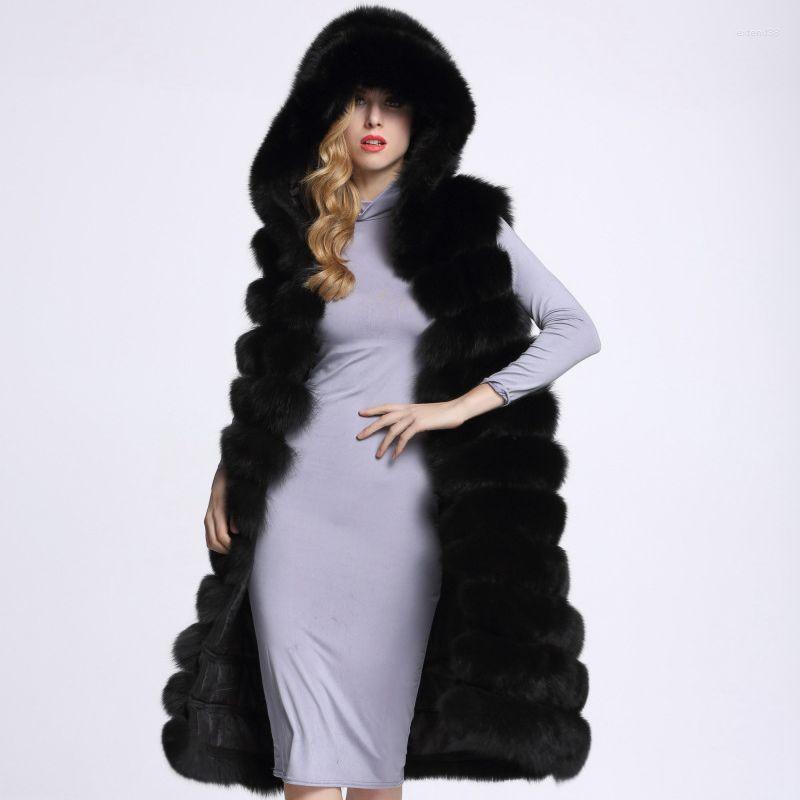 

Women' Fur Autumn Winter Woman Faux Coat Female Thick Warm Elegant Sleeveless Long Vest Ladies Casual Slim Fake Waistcoat Q299, Gray