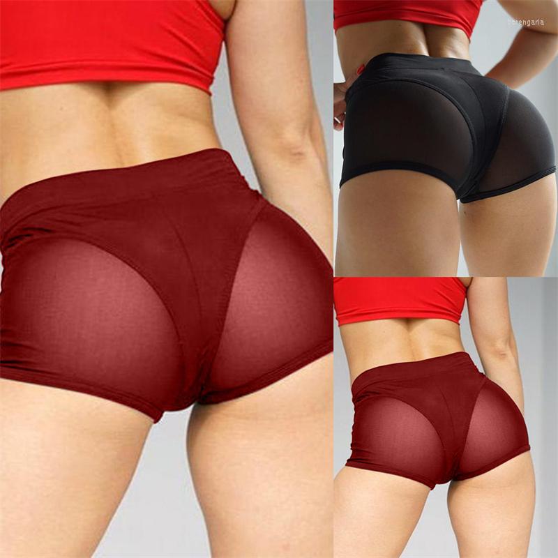 

Women's Shorts Women Sexy High Waist Workout Fitness Female Dance See-through Mesh Patchwork Mature Pole Dancing Clubwear, Black