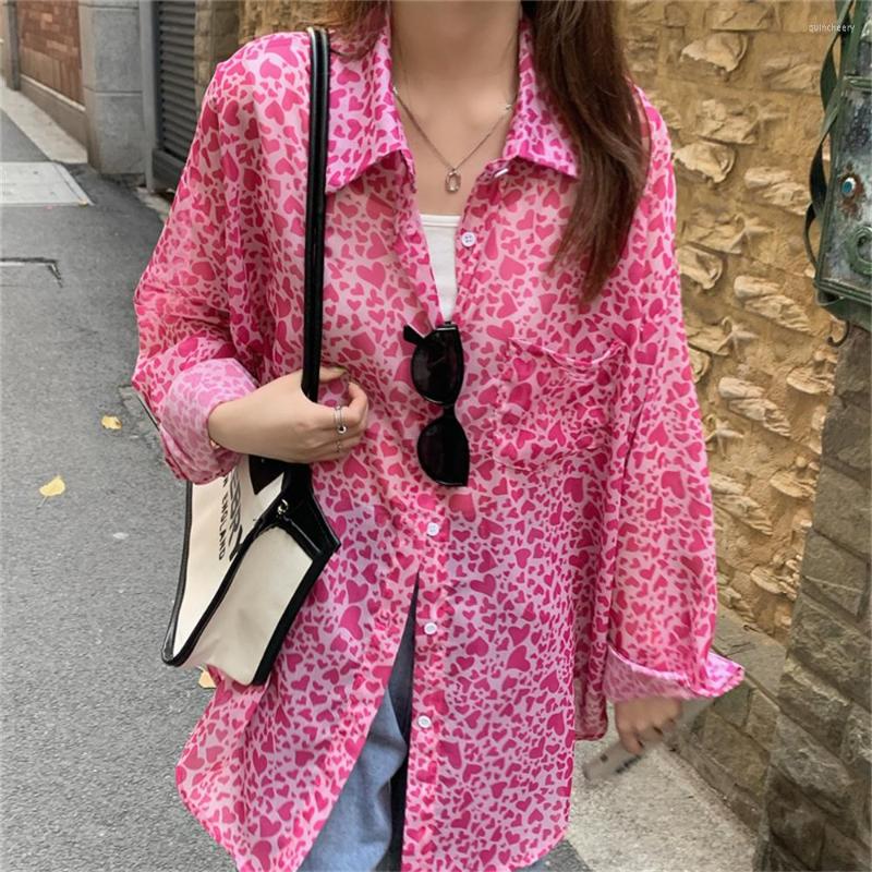 

Women's Blouses Alien Kitty Pink Full Sleeve Printed Shirts Women Sunscreen Casual 2022 OL Florals Fashion All Match Summer Loose Tops, Beige