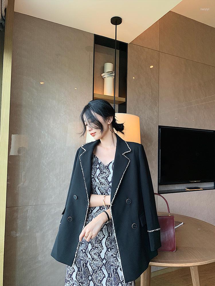 

Women's Suits Fashion Runway Women Blazer Double Breasted Long Sleeve OL Lady Casual Black Suit Jacket Coat