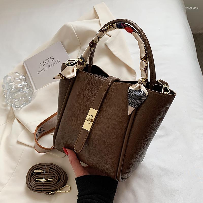 

Evening Bags Vintage Small Bucket Crossbody With Scarf For Women 2022 Winter Fashion Shoulder Handbags And Purses, Black