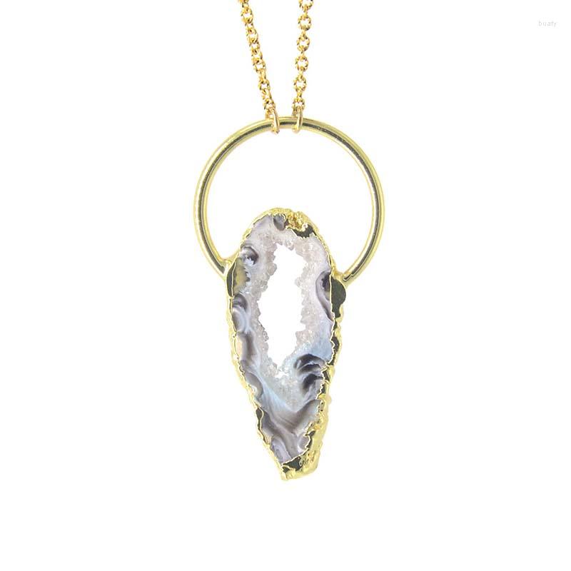 

Pendant Necklaces Raw Druzy Fluorite Drop Necklace Vintage Stone