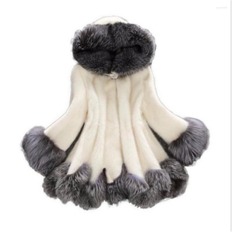 

Women' Fur Winter Women Faux Coats Trendy Large Size Female Overcoats Imitate Jacket Quality Lady Hooded Clothes, Beige