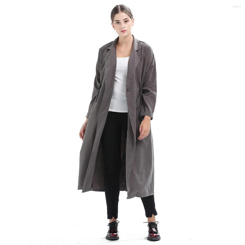 

Women' Trench Coats 2022 Cotton Casual Lace Full Belt Promotion Casaco Feminino Coat Europe Fund Long Sleeve Windbreaker One Loose, Black
