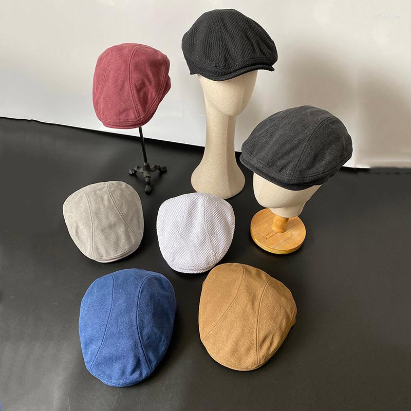 

Berets 4 Sizes Spring Summer Autumn Men Women Casual Beret Hat Fashion Breathable Cotton Flat Cap Sboy Hats Gorras BLM410, White