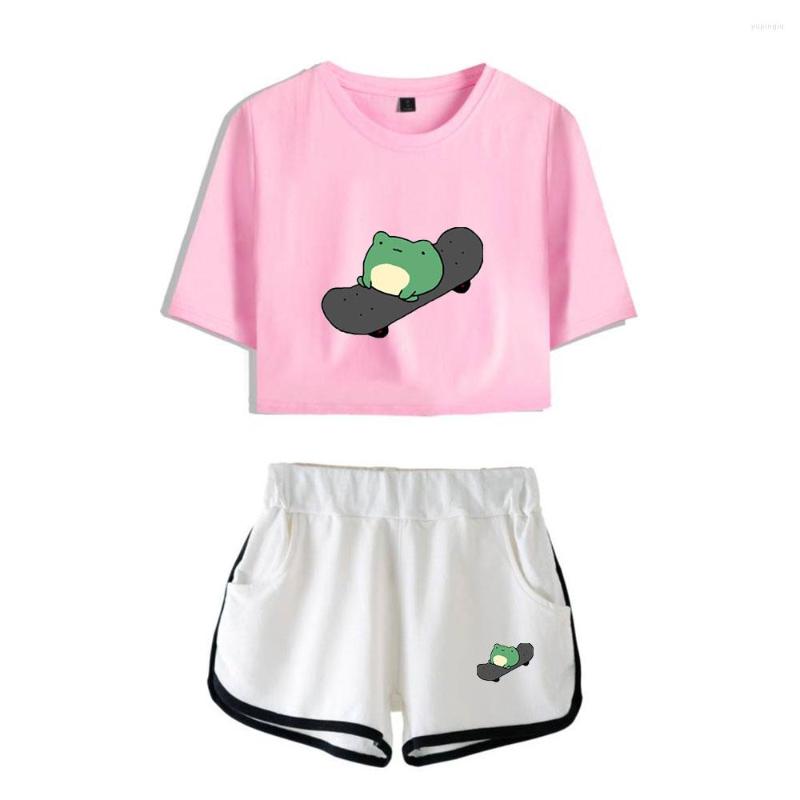 

Men's T Shirts Frog Two Piece Sets Shorts Short Sleeve T-shirt 2022 Cut Women Summer Youthful Vitality, Beige