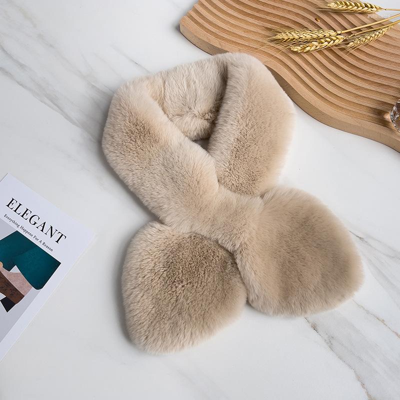 

Scarves Pudi Women Natural Rex Fur Scarf Winter Girl Female Brand Shawl Ring SF232