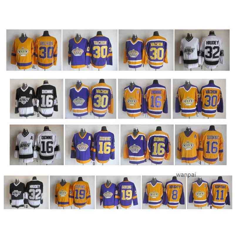 

95 Vintage LA Los Angeles Kings Jersey 16 Marcel Dionne 19 Butch Goring 30 Rogatien Vachon 32 Kelly Hrudey 8 Drew Doughty Kopitar Retro nhl's Jerseys, As pic
