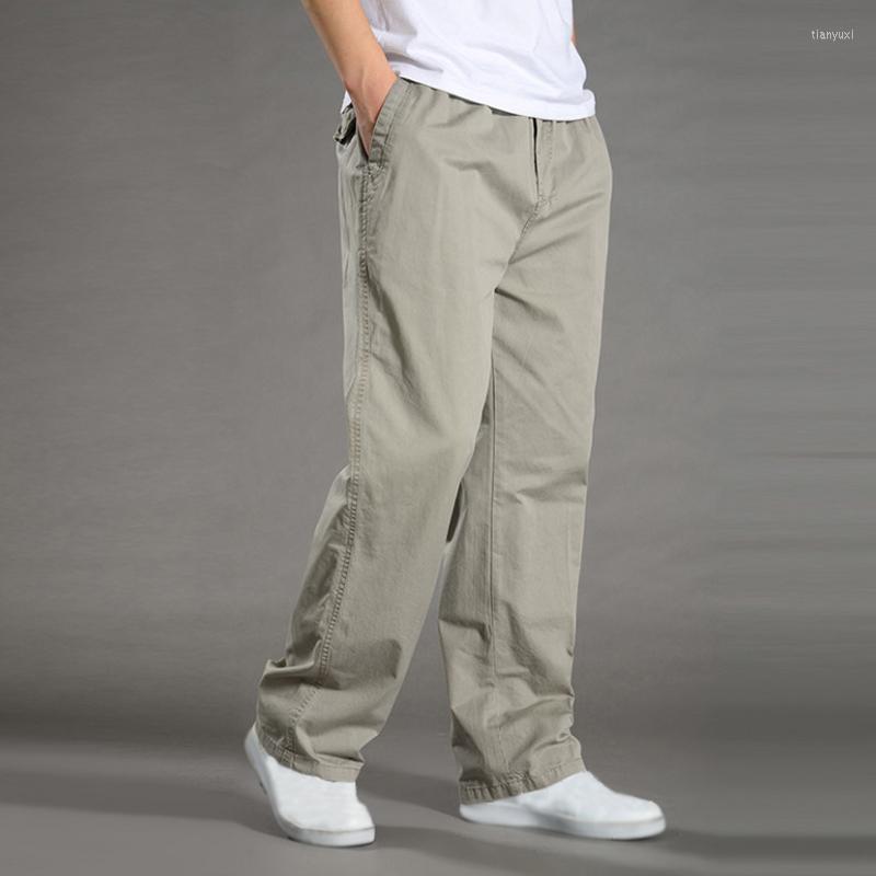 

Men's Pants 2022 Men Multi-pocket Casual Summer Solid Color Polyester Mid Waist Loose Plus Size Drawstring Straight Trousers, Black