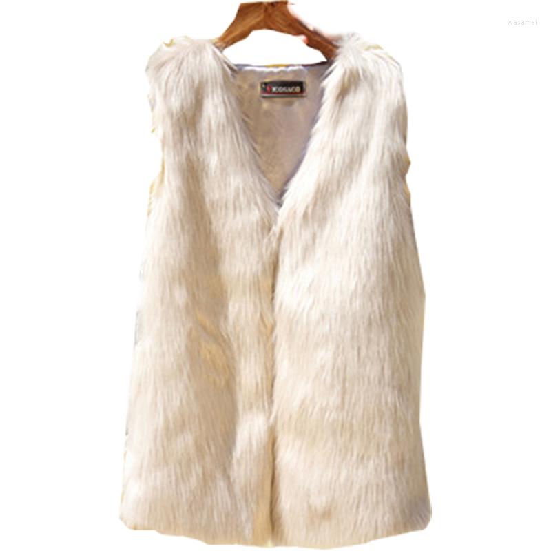 

Women' Fur 2022 Faux Vest Female Models Europe And The United States Solid Color V-neck Women Clothing Mex Vestidos BCD1507100, White