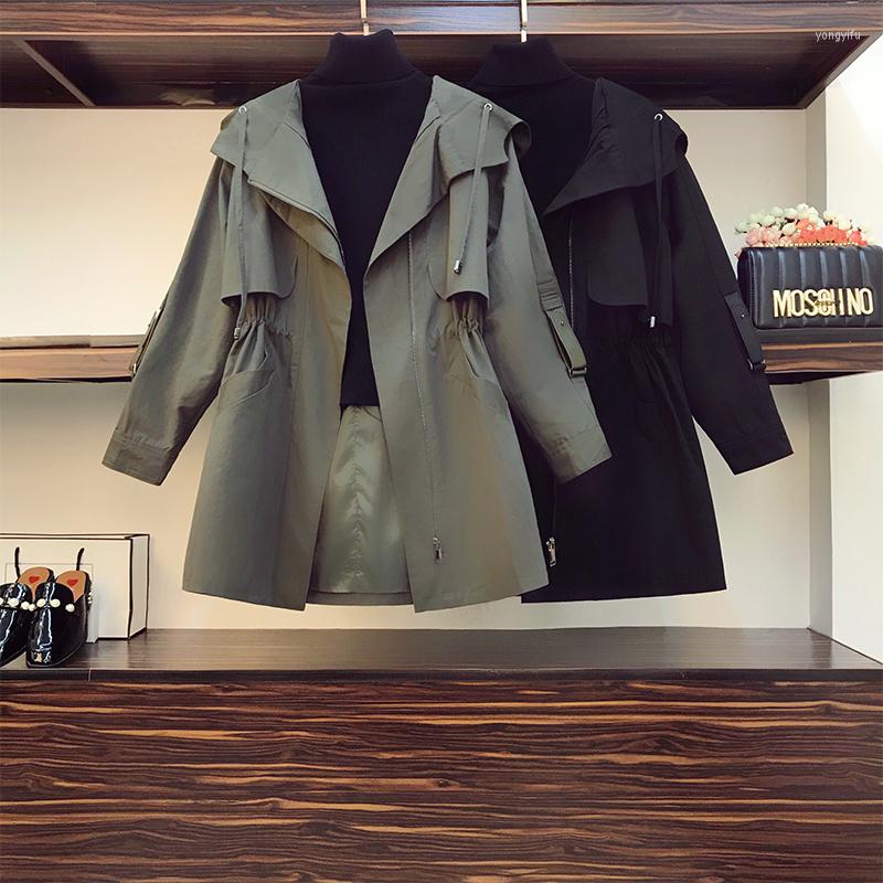 

Women's Trench Coats Autumn Winter Temperament Casaco Feminino Korean Fashion Loose Casual Windbreaker Kurtka Damska Coat For Women, Black