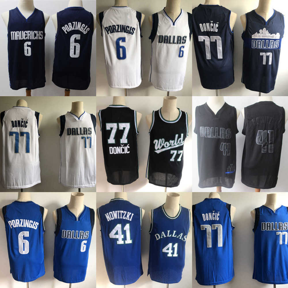 

Basketball Jerseys Mens Youth Dallas''Mavericks''77 Luka Doncic 6 Kristaps Porzingis 41 Dirk Nowitzki Basketball Basketball Jersey, Color
