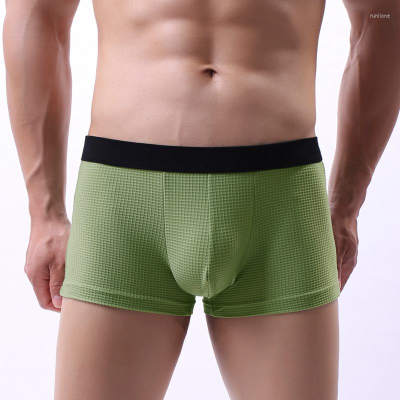 

Underpants Summer Man Sexy Breathable Soft Middle Waist Boxers U Pouch Bag Solid Elasticity Quick Dry Tight Fashion Yong Male Underwear, White