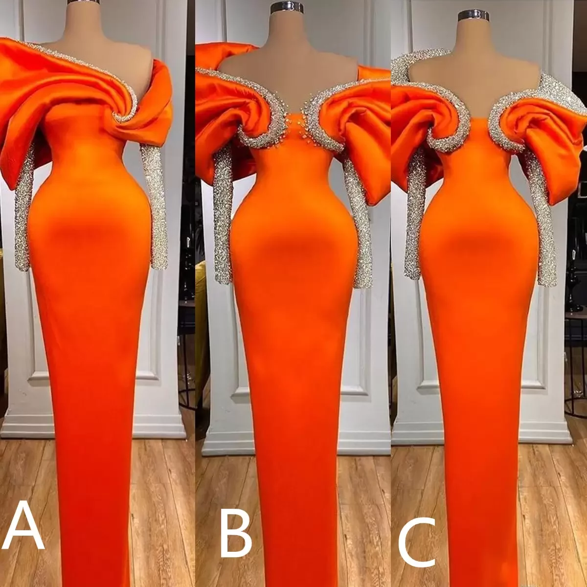 

Plus Size Arabic Aso Ebi Stylish Crystals Sexy Prom Dresses Long Sleeves Satin Evening Formal Party Second Reception Gowns Dress, Same as picture