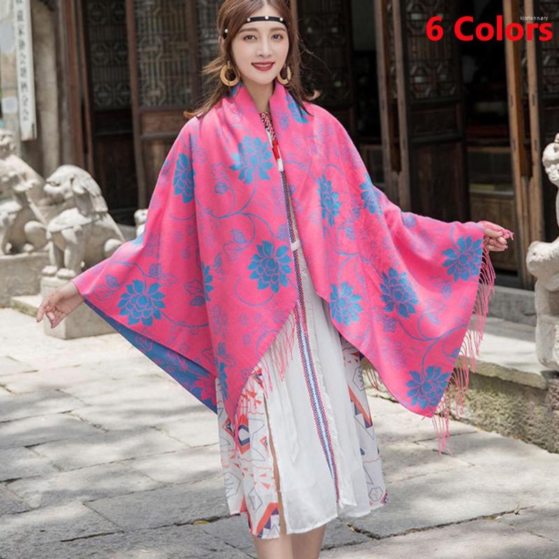 

Scarves Pink/Blue/Red 6 Colors Tassel Women Scarf Oversized Tartan Long Cashmere Blanket For Lady Wraps Pashmina Square Shawls