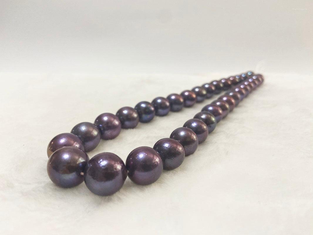 

Chains Natural Huge 11-14mm South Sea Genuine Purple Round Pearls Neckalce Less Flaw Women Jewelry For Party Wedding Gifts