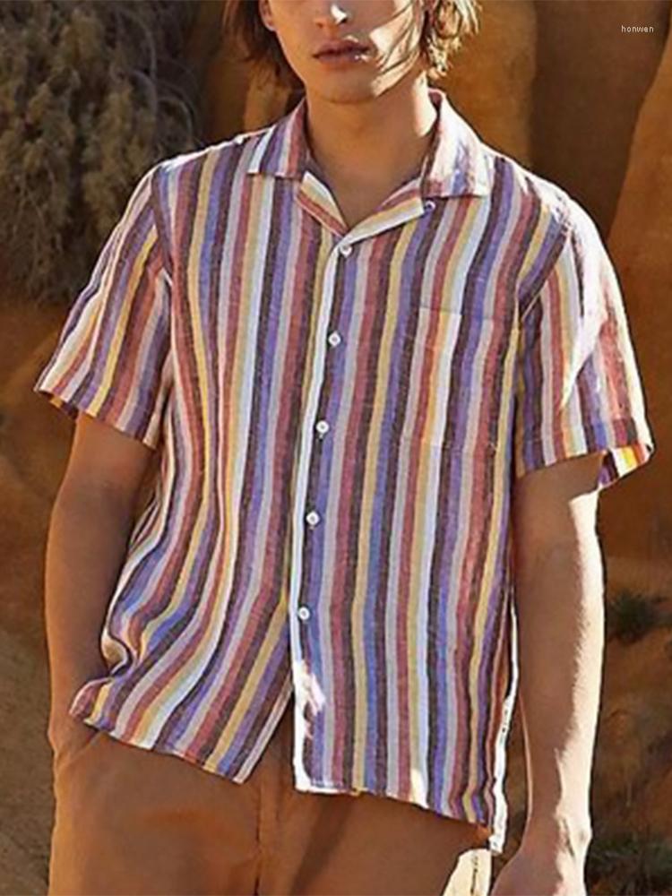 

Men' Polos All Match Buttoned Male Slim Fit T-shirts Tops 2022 Summer Hawaii Men Shirt Casual Lapel Short Sleeve Single-breasted Tee Shirts, 05