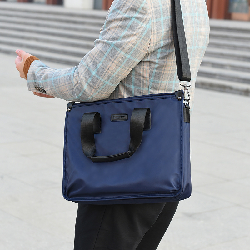 

New men's briefcase One shoulder cross body handbag large capacity multi-layer leisure fashion computer portable man advertising conference file bag wholesale, Gray