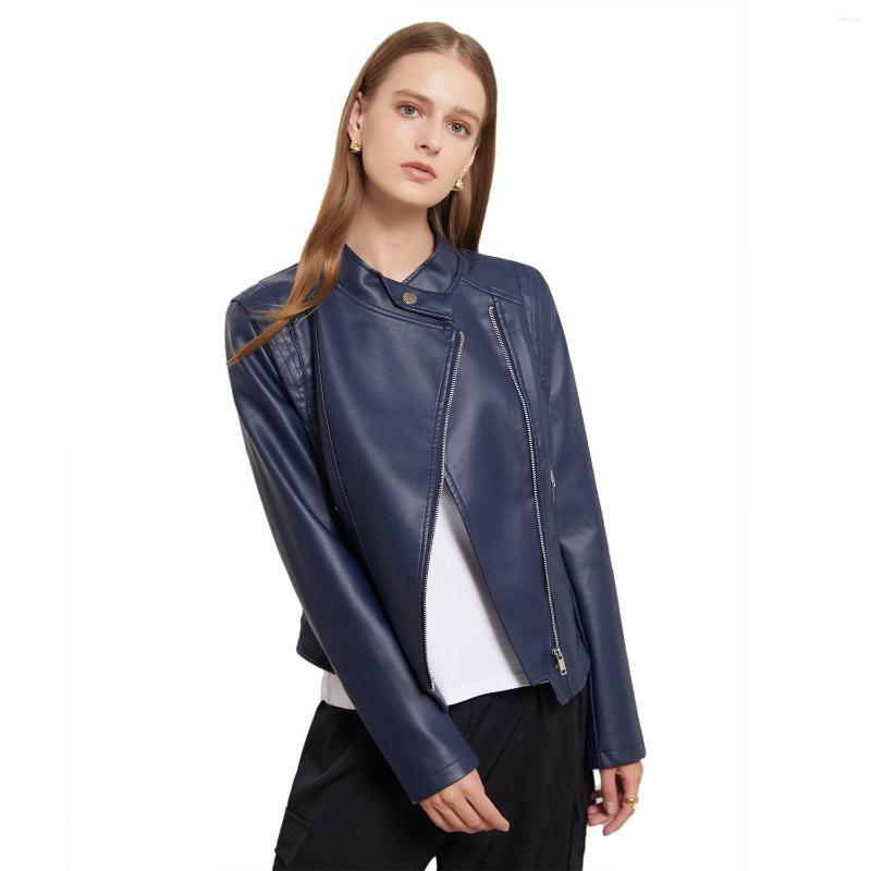 

Women' Leather Autumn Spring Women Short Faux PU Jacket Slim Fashion Outwear Motorcycle Casual Coat, Black