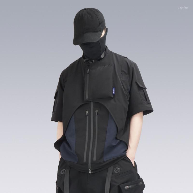 

Men' Vests Mens Techwear With Multi Pockets Fashion Hi Street Tactical Waistcoat Outdoor Sleeveless Outerwear, Black