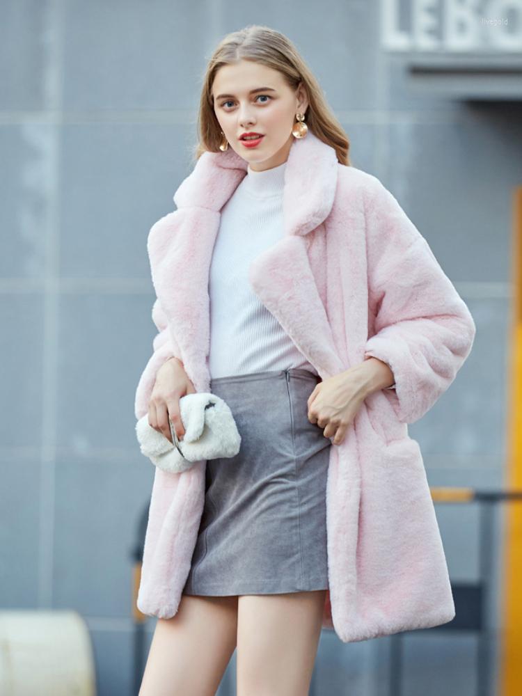 

Women's Fur Winter Fashion Pink Furry Teddy Coats Women 2022 Casual Loose Warm Long Sleeve Hidden Buckle Fux Coat Street Outwear, White