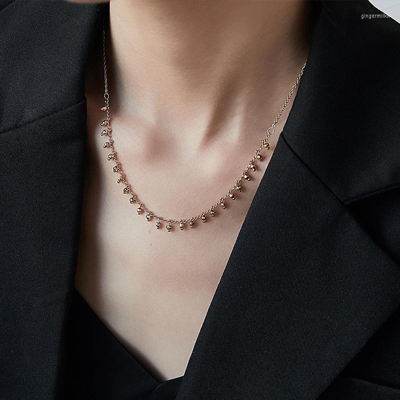 

Choker Super Cute 18K Gold Plated Titanium Steel Tassel Clavicle Chain Three-dimensional Diamond Beads Necklace