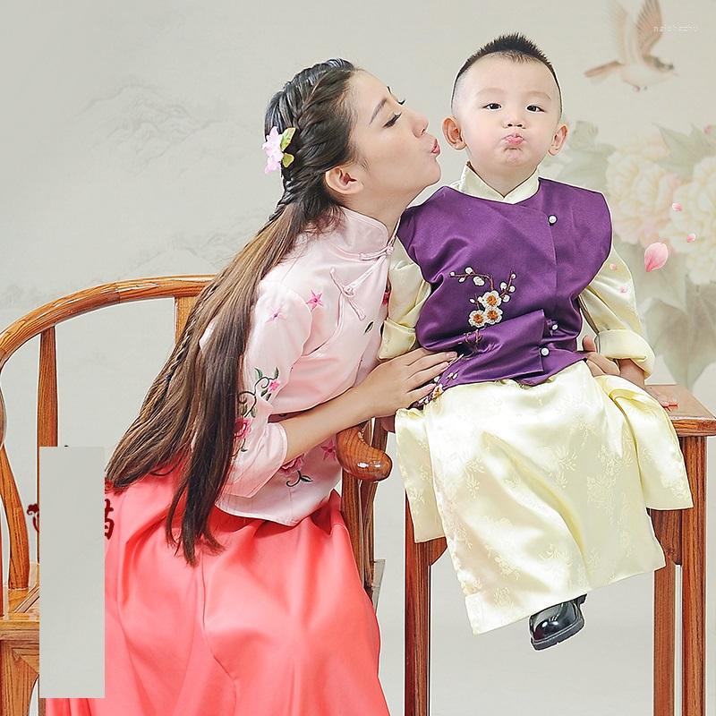 

Stage Wear Children's Day Republican Period Mum And Son Parent Child Costume Sets Trditional Hanfu Performance, Son 130cmh