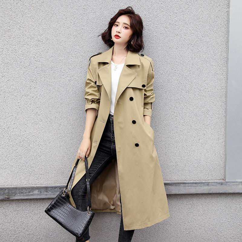 

Women's Trench Coats Windbreaker Women's Middle Long 2022 Early Spring Korean Loose British Style Coat And Autumn Temperament Female, Black