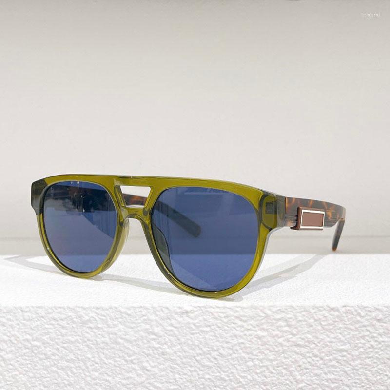 

Sunglasses Acetate Translucent Tinted Double Bar Oval Men Fashion