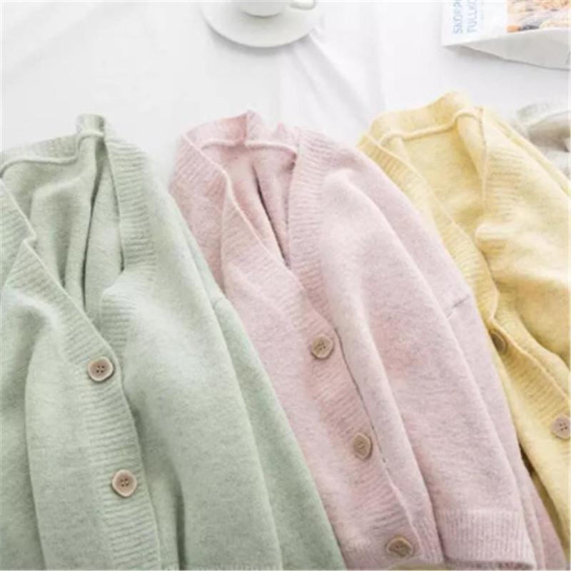 

Women's Knits 2022 Autumn Winter Women Sweater Cardigans Oversize V Neck Knit Girls Outwear Korean Tops Casual Poncho, Green