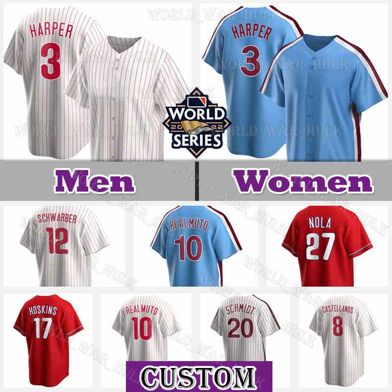 

Bryce 3 Harper Jersey JT Realmuto Baseball Mike Schmidt Phillies Kyle Schwarber Rhys Hoskins Aaron Nola Bohm Philadelphia Didi Gregorius 5 Bryson Stott Zack Wheeler, Men cool base(fcr)
