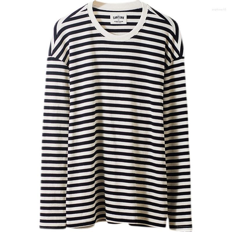 

Men's T Shirts T-shirt Striped Long-sleeved Men's Waffle Basic Tee Outdoor Casual Spring Autumn Streetwear For Men, Black