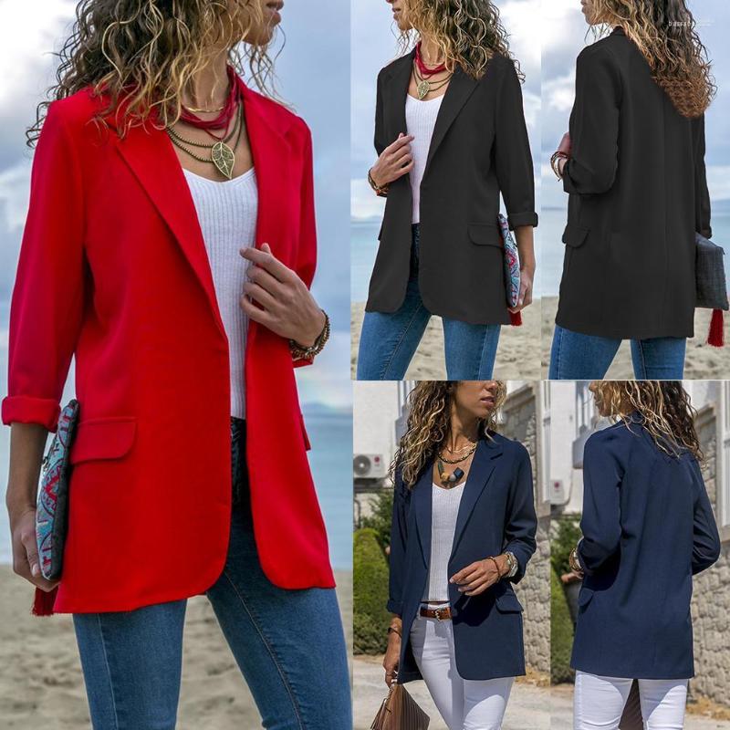 

Women' Suits Fashion Women Solid Color Lapel Long Sleeve Casual Slim Blazer Coat Suit Jacket Cardigan Top Outwear, Red