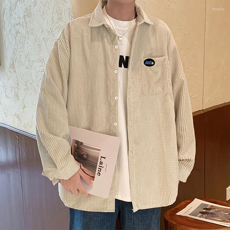 

Men's Casual Shirts Camisas Para Hombre 2022 Men's Long Sleeve Autumn Korean Solid Street Shirt Fashion Oversized Men Clothing, Khaki