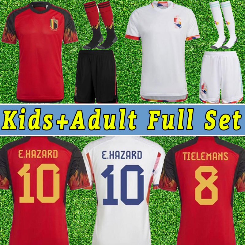 

Men Kids BELGIUM 2022 soccer jerseys National Team DE BRUYNE HAZARD COURTOIS LUKAKU TIELEMANS 22 23 Batshuayi Football Shirt Kits Full Set socks, Away+patch