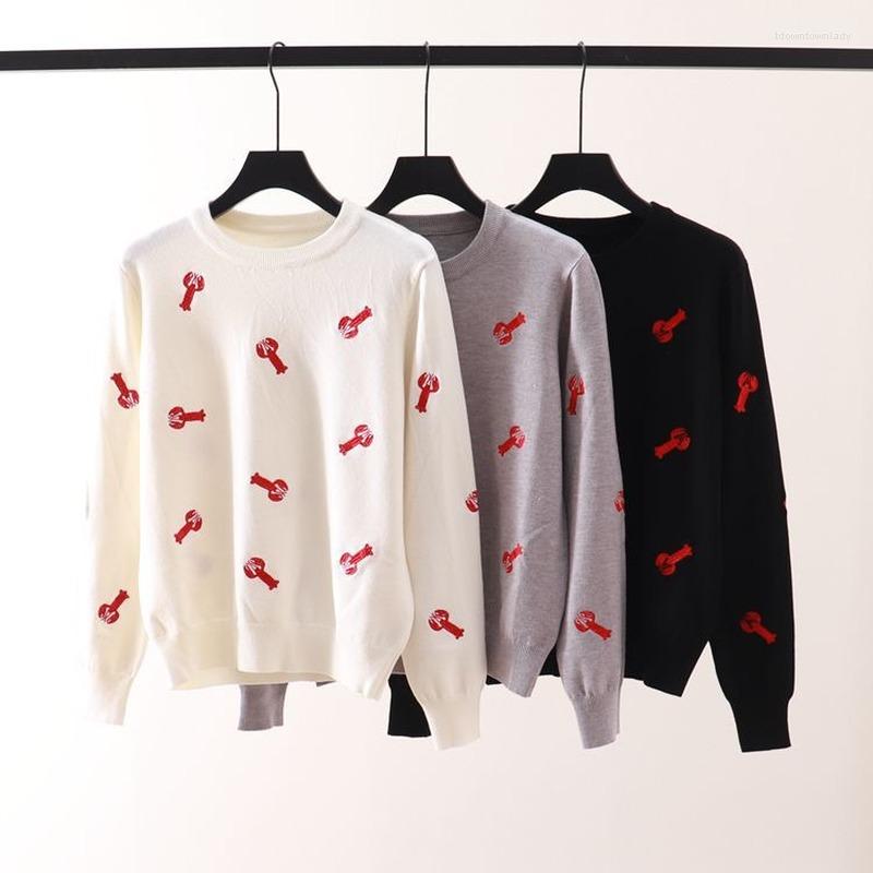 

Women' Sweaters Fashion Wool Sweater Pullovers Women Knitwear O-Neck Jumper Casual Jersey Animal Embroidery 2022 Autumn Winter Korean Style, Black