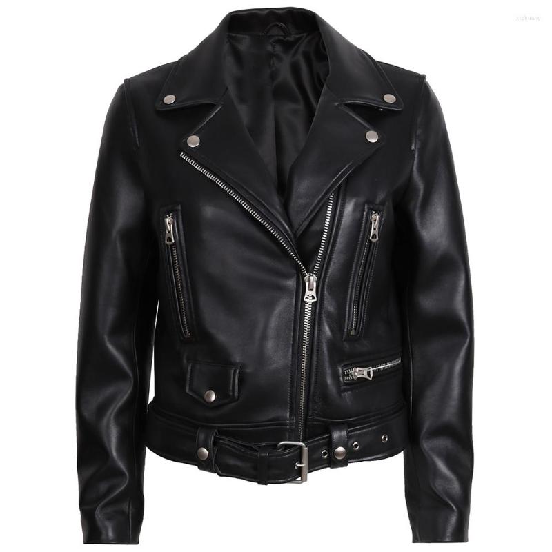 

Women' Leather YOLOAgain High Quality Women White Genuine Jacket, Black