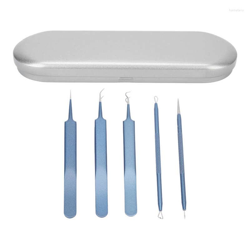 

Makeup Sponges Blackhead Remover Mental Blue Stainless Steel Acne Needle Set With Storage Case For Home Boys