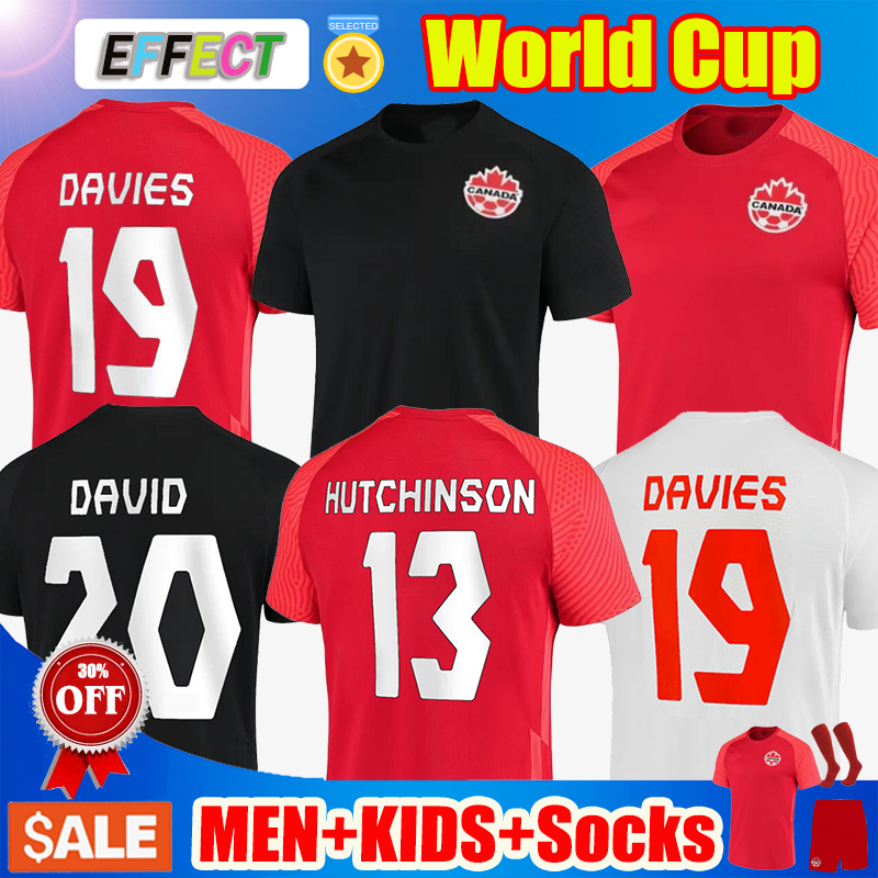 

2022 Canada Soccer Jerseys DAVIES National Team Home Away White Red Men Kids Kit 2022 2023 Latest DAVID LARIN CAVALLINI LARYEA MILLAR HOILETT Men Set Football Shirts, 2022 away white+ gold patch