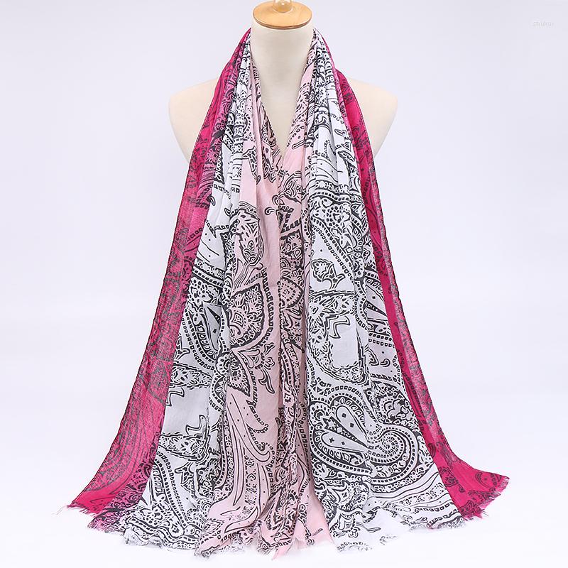 

Scarves Women Fashion Cotton Hijab Scarf From Paisley Shawls And Wrap Floral Gradient Print Stoles Sjaal Female Muslim Caps